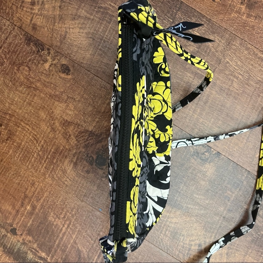 Vera Bradley small purse black gray yellow white 100% cotton zip closure - Picture 8 of 10